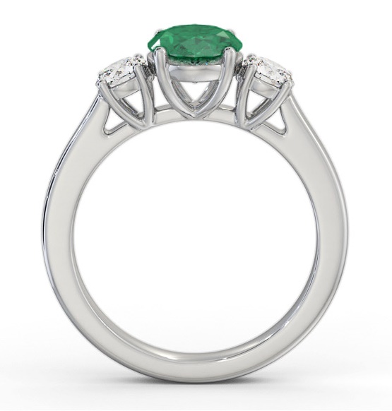 Three Stone Emerald and Diamond 1.65ct Ring 9K White Gold GEM61_WG_EM_THUMB1 