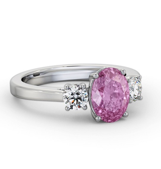 Three Stone Pink Sapphire and Diamond 1.95ct Ring Palladium GEM61_WG_PS_THUMB2 