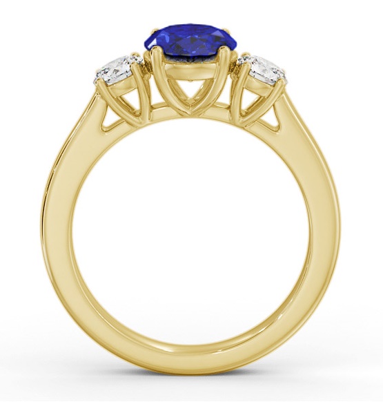 Three Stone Blue Sapphire and Diamond 1.95ct Ring 9K Yellow Gold GEM61_YG_BS_THUMB1 