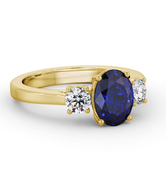 Three Stone Blue Sapphire and Diamond 1.95ct Ring 9K Yellow Gold GEM61_YG_BS_THUMB1