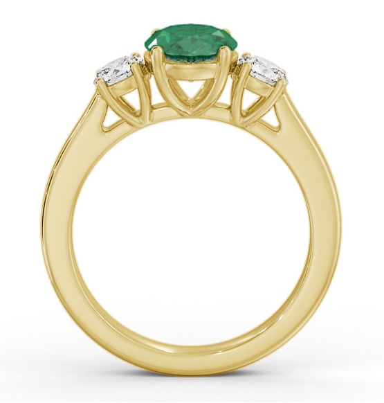 Three Stone Emerald and Diamond 1.65ct Ring 9K Yellow Gold GEM61_YG_EM_THUMB1 