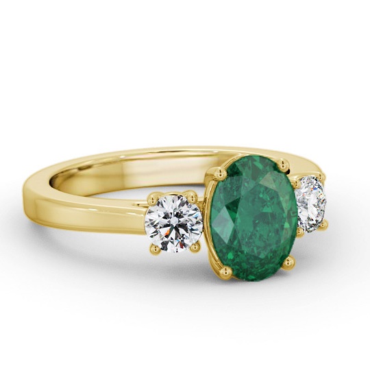 Three Stone Emerald and Diamond 1.65ct Ring 9K Yellow Gold GEM61_YG_EM_THUMB1