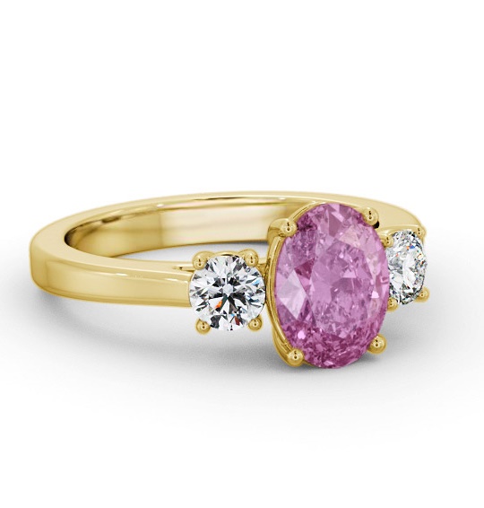 Three Stone Pink Sapphire and Diamond 1.95ct Ring 18K Yellow Gold GEM61_YG_PS_THUMB1