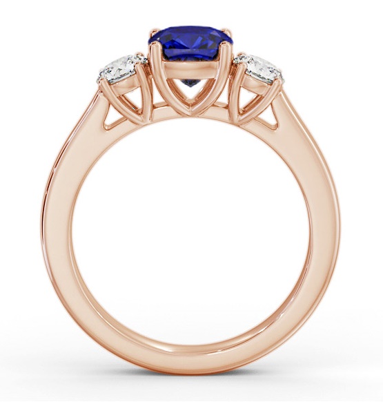 Three Stone Blue Sapphire and Diamond 1.40ct Ring 18K Rose Gold GEM62_RG_BS_THUMB1 