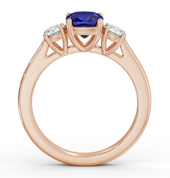 Three Stone Blue Sapphire and Diamond 1.40ct Ring 18K Rose Gold GEM62_RG_BS_THUMB1 