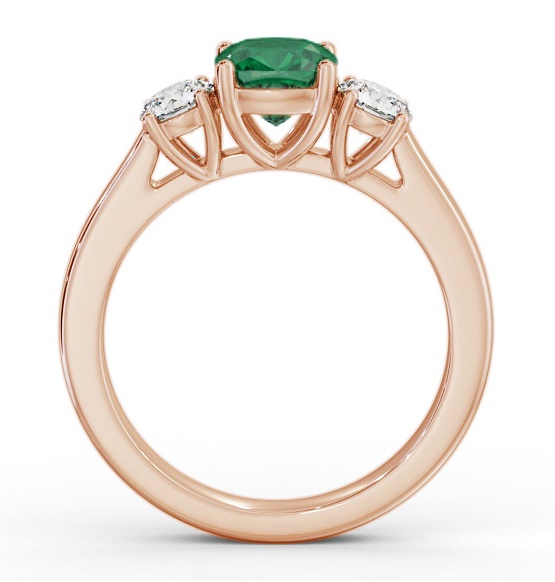 Three Stone Emerald and Diamond 1.20ct Ring 9K Rose Gold GEM62_RG_EM_THUMB1 