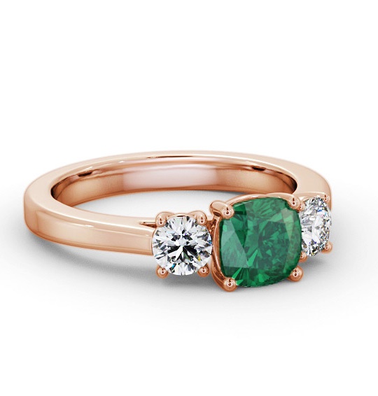 Three Stone Emerald and Diamond 1.20ct Ring 18K Rose Gold GEM62_RG_EM_THUMB1