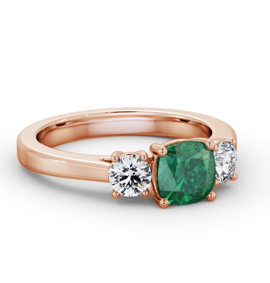 Three Stone Emerald and Diamond 1.20ct Ring 18K Rose Gold GEM62_RG_EM_THUMB2 