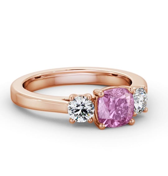 Three Stone Pink Sapphire and Diamond 1.40ct Ring 18K Rose Gold GEM62_RG_PS_THUMB2 
