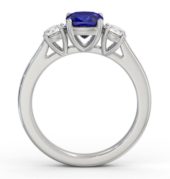 Three Stone Blue Sapphire and Diamond 1.40ct Ring 18K White Gold GEM62_WG_BS_THUMB1 