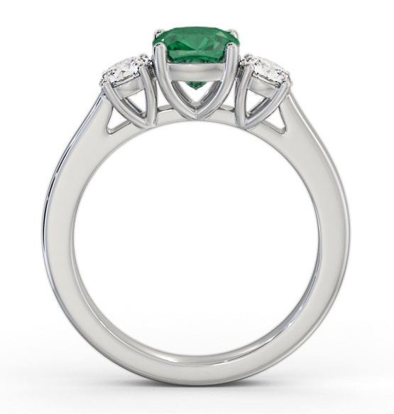 Three Stone Emerald and Diamond 1.20ct Ring Palladium GEM62_WG_EM_THUMB1 