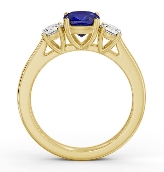 Three Stone Blue Sapphire and Diamond 1.40ct Ring 9K Yellow Gold GEM62_YG_BS_THUMB1 