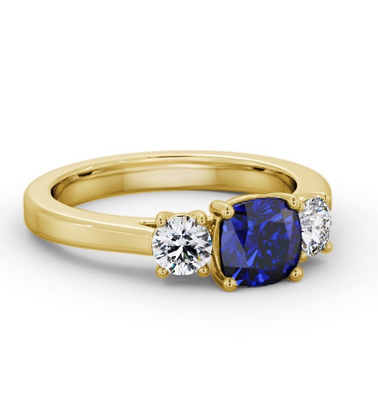 Three Stone Blue Sapphire and Diamond 1.40ct Ring 9K Yellow Gold GEM62_YG_BS_THUMB1