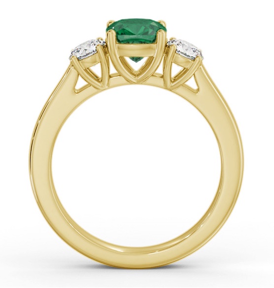 Three Stone Emerald and Diamond 1.20ct Ring 9K Yellow Gold GEM62_YG_EM_THUMB1 