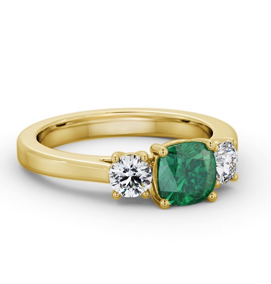 Three Stone Emerald and Diamond 1.20ct Ring 9K Yellow Gold GEM62_YG_EM_THUMB1