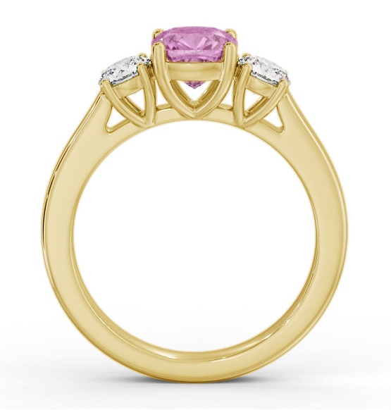 Three Stone Pink Sapphire and Diamond 1.40ct Ring 9K Yellow Gold GEM62_YG_PS_THUMB1 