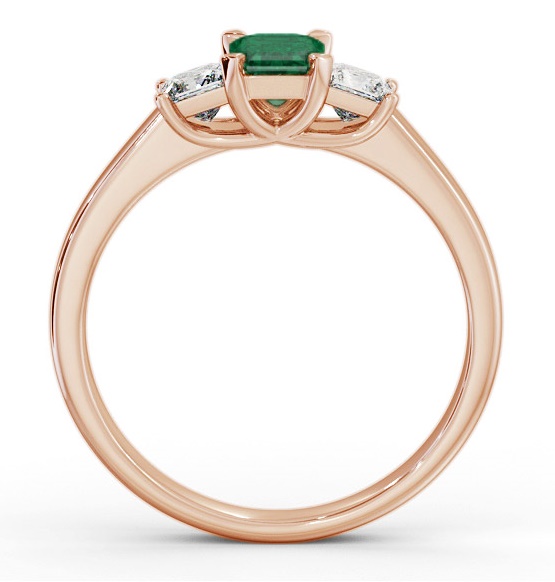 Three Stone Emerald and Diamond 1.00ct Ring 9K Rose Gold GEM63_RG_EM_THUMB1 