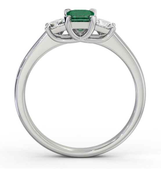 Three Stone Emerald and Diamond 1.00ct Ring 18K White Gold GEM63_WG_EM_THUMB1 