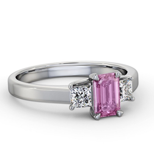 Three Stone Pink Sapphire and Diamond 1.15ct Ring 18K White Gold GEM63_WG_PS_THUMB2 