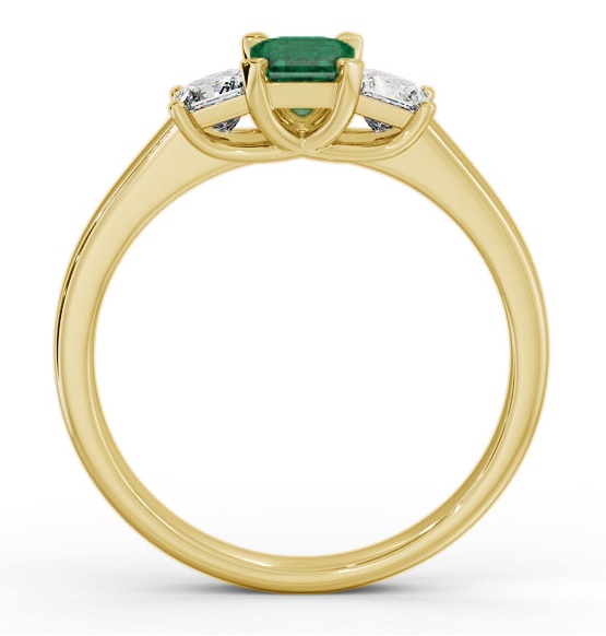 Three Stone Emerald and Diamond 1.00ct Ring 18K Yellow Gold GEM63_YG_EM_THUMB1 