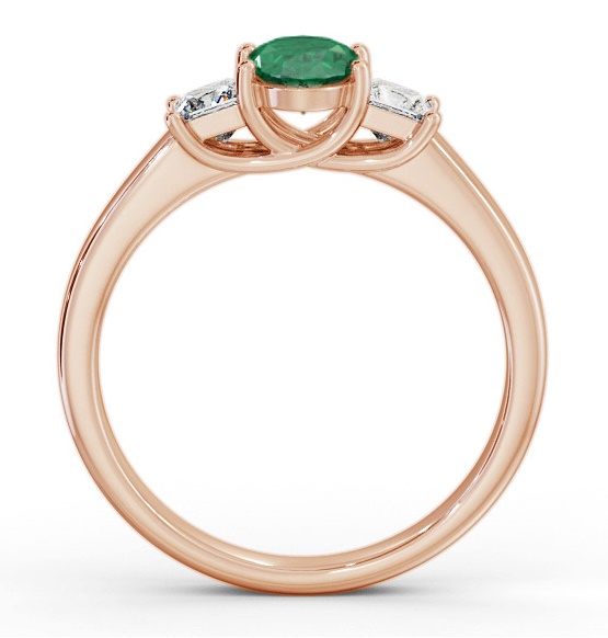 Three Stone Emerald and Diamond 1.10ct Ring 9K Rose Gold GEM64_RG_EM_THUMB1 