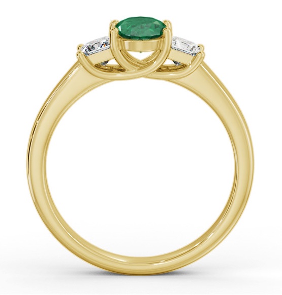 Three Stone Emerald and Diamond 1.10ct Ring 9K Yellow Gold GEM64_YG_EM_THUMB1 