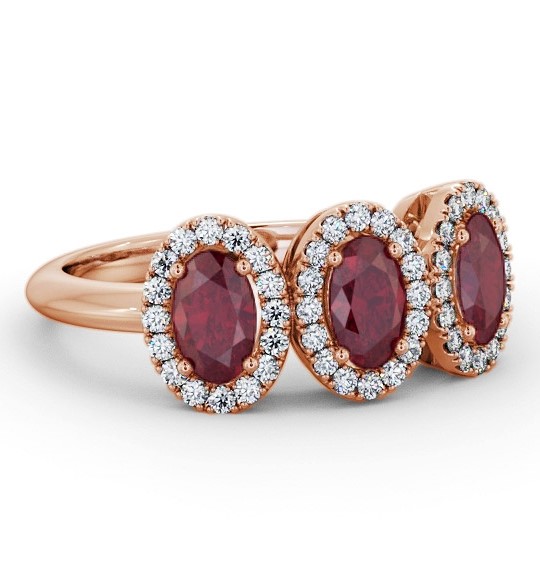 Halo Trilogy Ruby and Diamond 1.60ct Ring 18K Rose Gold GEM65_RG_RU_THUMB1