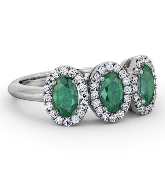 Halo Trilogy Emerald and Diamond 1.35ct Ring 18K White Gold GEM65_WG_EM_THUMB1