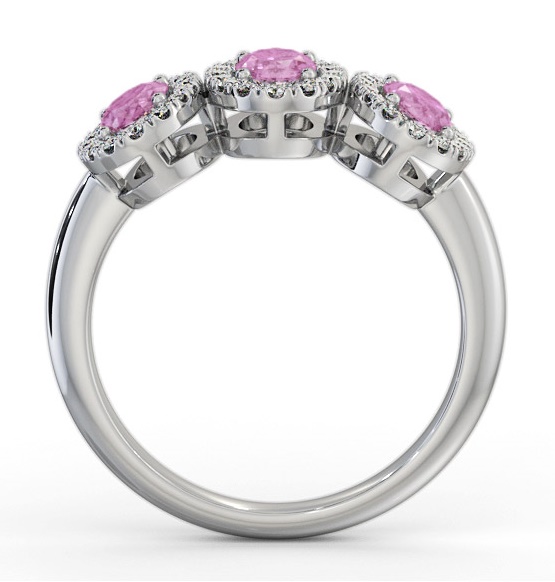 Halo Trilogy Pink Sapphire and Diamond 1.60ct Ring 18K White Gold GEM65_WG_PS_THUMB1 