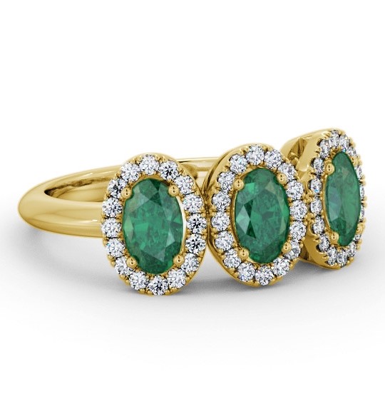 Halo Trilogy Emerald and Diamond 1.35ct Ring 9K Yellow Gold GEM65_YG_EM_THUMB1