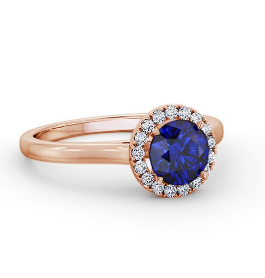 Halo Blue Sapphire and Diamond 1.20ct Ring 18K Rose Gold GEM66_RG_BS_THUMB1