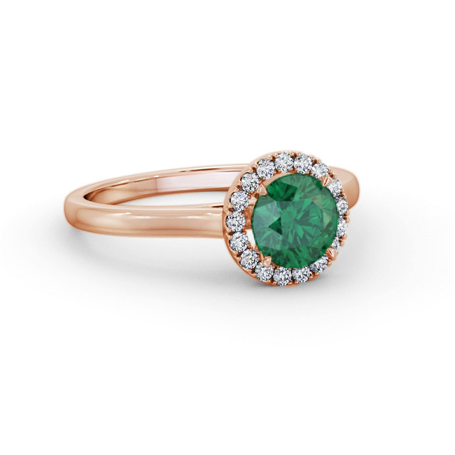 Halo Emerald and Diamond 0.95ct Ring 18K Rose Gold - Daviana GEM66_RG_EM_FLAT