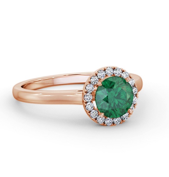 Halo Emerald and Diamond 0.95ct Ring 18K Rose Gold GEM66_RG_EM_THUMB1