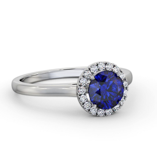 Halo Blue Sapphire and Diamond 1.20ct Ring 18K White Gold GEM66_WG_BS_THUMB2 