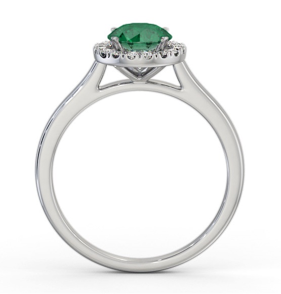 Halo Emerald and Diamond 0.95ct Ring 18K White Gold GEM66_WG_EM_THUMB1 