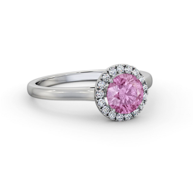 Halo Pink Sapphire and Diamond 1.20ct Ring 18K White Gold - Daviana GEM66_WG_PS_FLAT