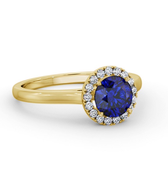Halo Blue Sapphire and Diamond 1.20ct Ring 18K Yellow Gold GEM66_YG_BS_THUMB1