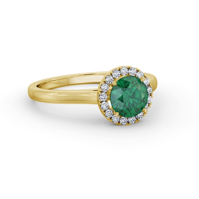 Halo Emerald and Diamond 0.95ct Ring 9K Yellow Gold - Daviana GEM66_YG_EM_FLAT