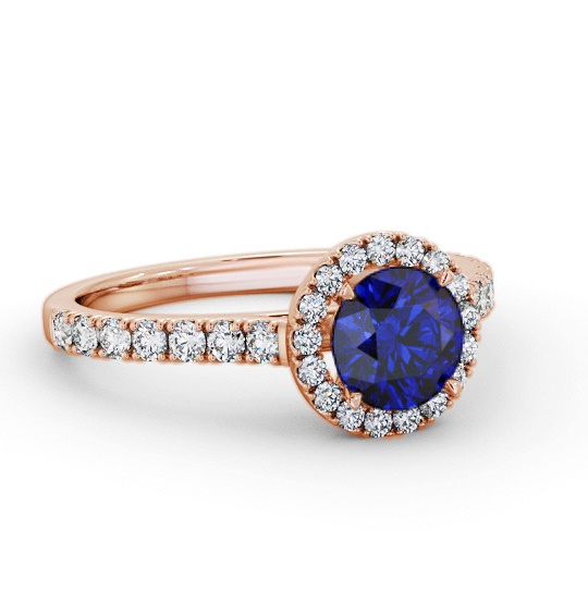 Halo Blue Sapphire and Diamond 1.50ct Ring 18K Rose Gold GEM67_RG_BS_THUMB1