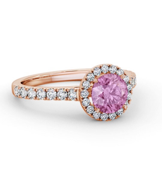 Halo Pink Sapphire and Diamond 1.50ct Ring 18K Rose Gold GEM67_RG_PS_THUMB1