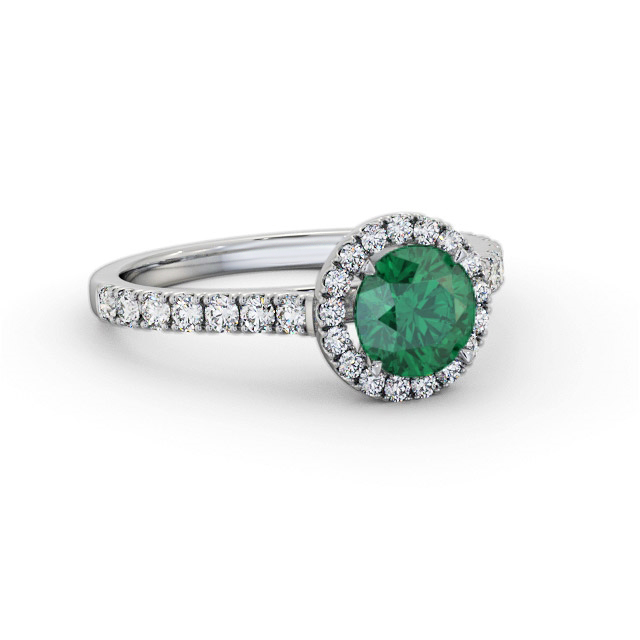 Halo Emerald and Diamond 1.25ct Ring 18K White Gold - Frankie GEM67_WG_EM_FLAT