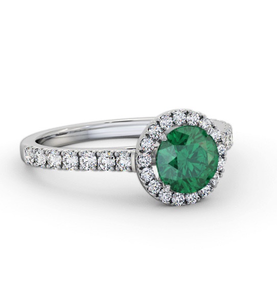 Halo Emerald and Diamond 1.25ct Ring 18K White Gold GEM67_WG_EM_THUMB1