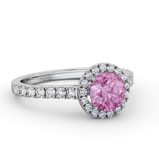 Halo Pink Sapphire and Diamond 1.50ct Ring 9K White Gold GEM67_WG_PS_THUMB1