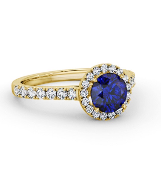 Halo Blue Sapphire and Diamond 1.50ct Ring 18K Yellow Gold GEM67_YG_BS_THUMB1