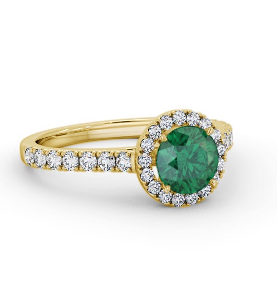 Halo Emerald and Diamond 1.25ct Ring 18K Yellow Gold GEM67_YG_EM_THUMB1