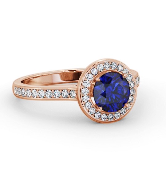Halo Blue Sapphire and Diamond 1.35ct Ring 18K Rose Gold GEM68_RG_BS_THUMB1
