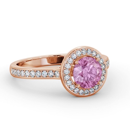 Halo Pink Sapphire and Diamond 1.35ct Ring 9K Rose Gold GEM68_RG_PS_THUMB1