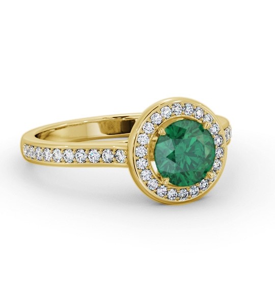 Halo Emerald and Diamond 1.10ct Ring 18K Yellow Gold GEM68_YG_EM_THUMB1