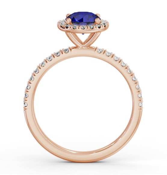Halo Blue Sapphire and Diamond 1.45ct Ring 9K Rose Gold GEM69_RG_BS_THUMB1 