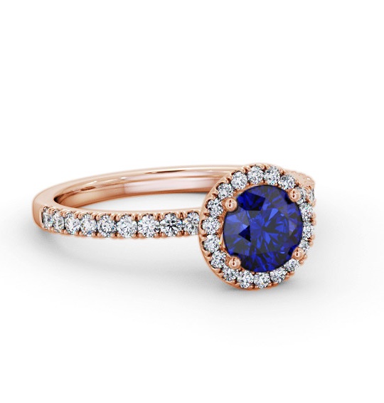 Halo Blue Sapphire and Diamond 1.45ct Ring 18K Rose Gold GEM69_RG_BS_THUMB1
